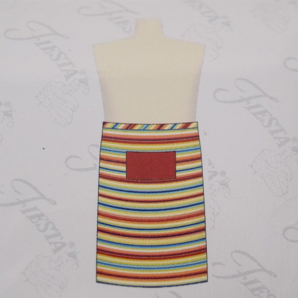 Fiesta Ware Half Apron Unisex One Size Adjustable Waist Ties Rainbow Stripes New - Picture 4 of 11
